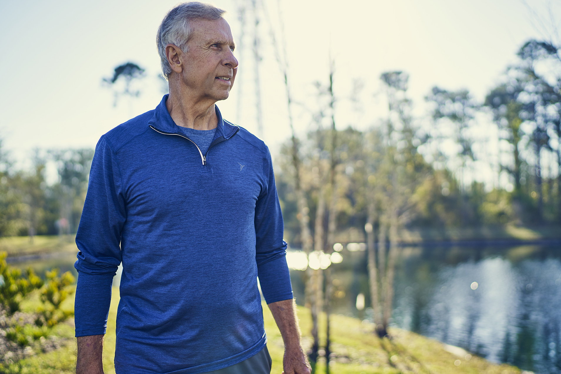 A man on a walk in a park